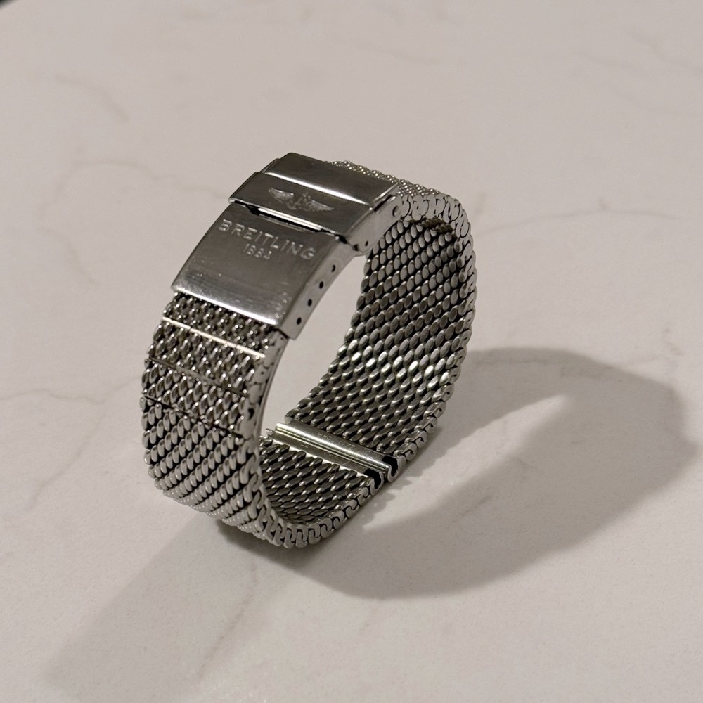 Breitling Mesh Stainless Steel Band 22mm 2217 154A Bracelet w/ 18mm Deployant